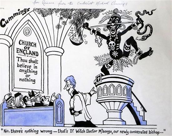 Arthur Steward Michael Cummings (1919-1997) Original cartoon - No, theres nothing wrong - thats Dr Witch Doctor Mbongo, our new con